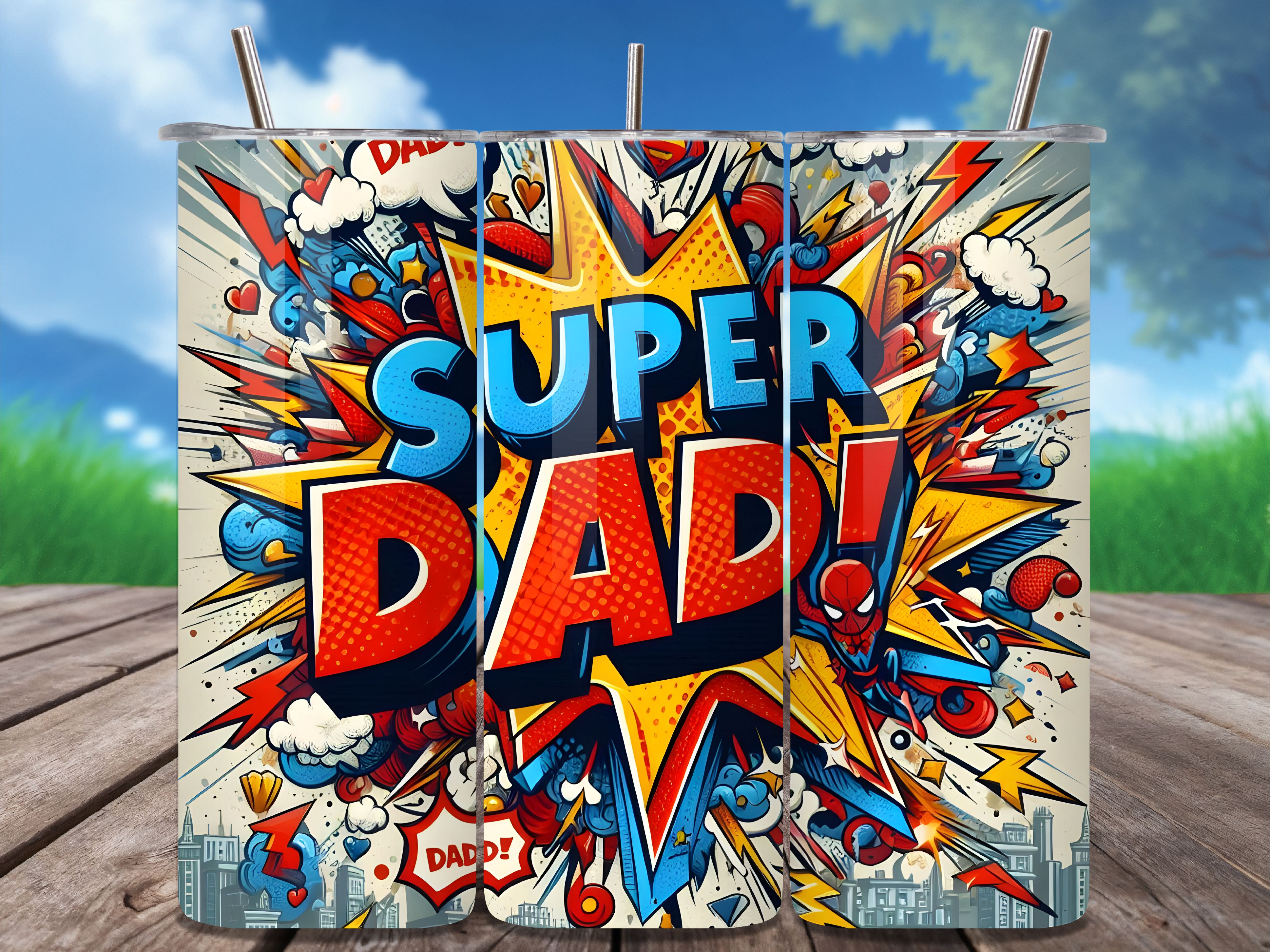 Comic Book Pop Art Super Dad Tumbler