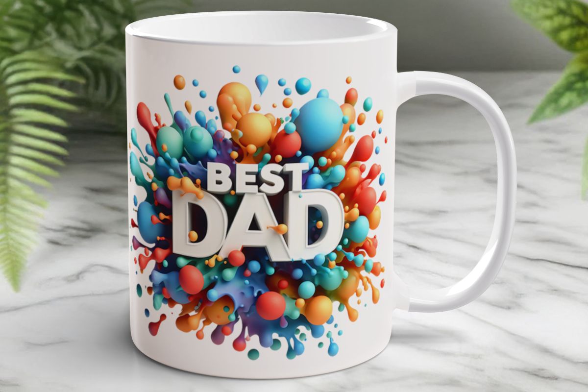 Best Dad 3D Colorful Abstract Design PNG